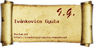 Ivánkovics Gyula névjegykártya